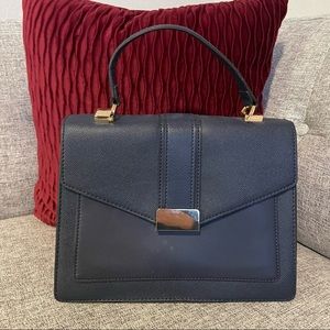 Classy Navy Handbag With Gold Details
